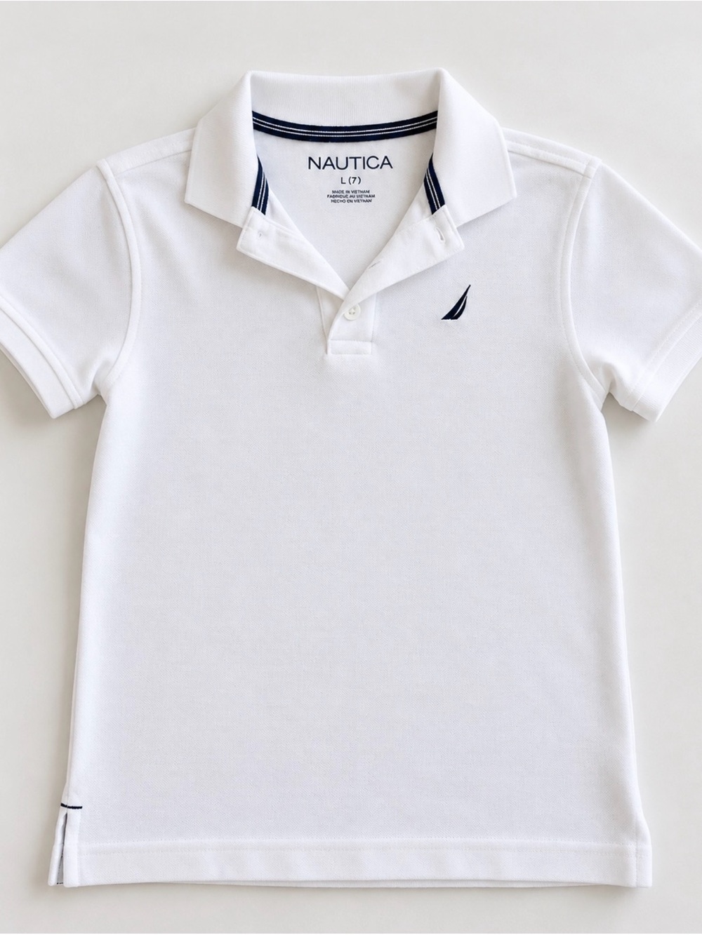 Nautica White Polo with Navy Sail Logo